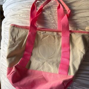 Old navy pink and white canvas tote